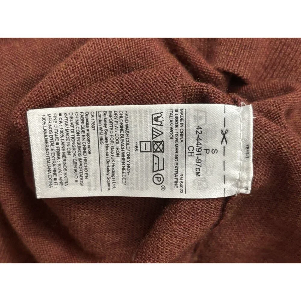 Banana Republic Mens Merino Wool Crew Neck Sweater Rust Orange Red Italian Small